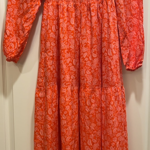 Dolan Left Coast Anthropology red midi smocked bodice dress NEW - Picture 10 of 11